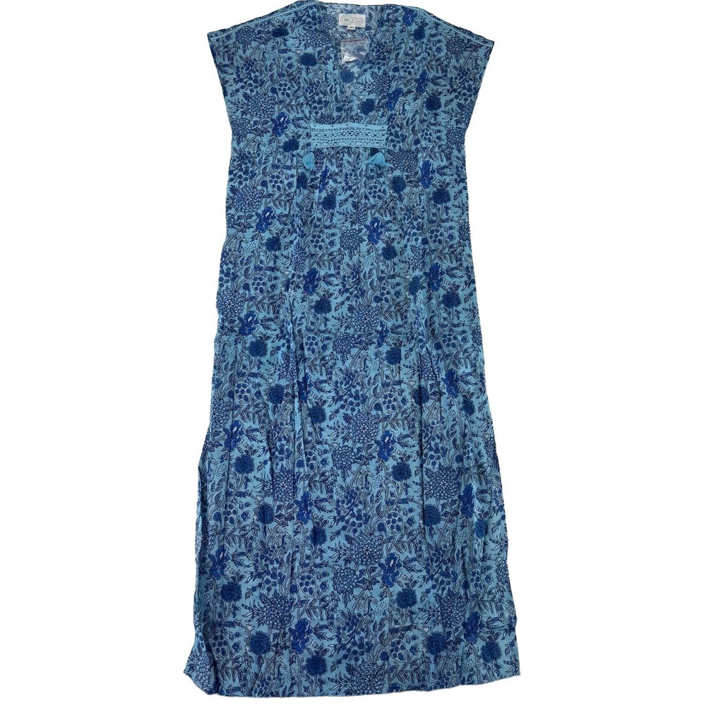 Destination 365 Printed V Neck Sort Sleeve Dress XXS Angel Blue Floral